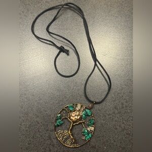 Tree of Life Pendant Necklace with Turquoise Accents